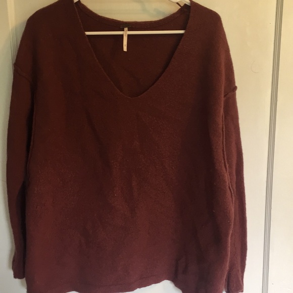 Free People Sweaters - Free People oversized burgundy sweater sz S